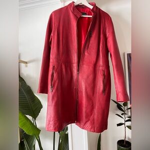 David Moore Boyfriend Fit -Deep Red Vintage Leather Jacket